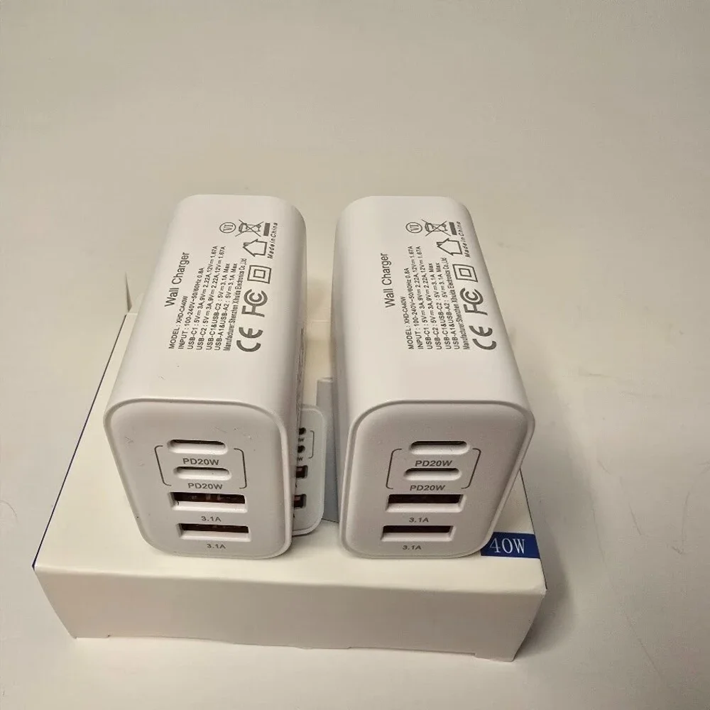 USB C Charger Block, 2-Pack 40W 4-Port USB C Wall Charger Fast Charging Dual Por